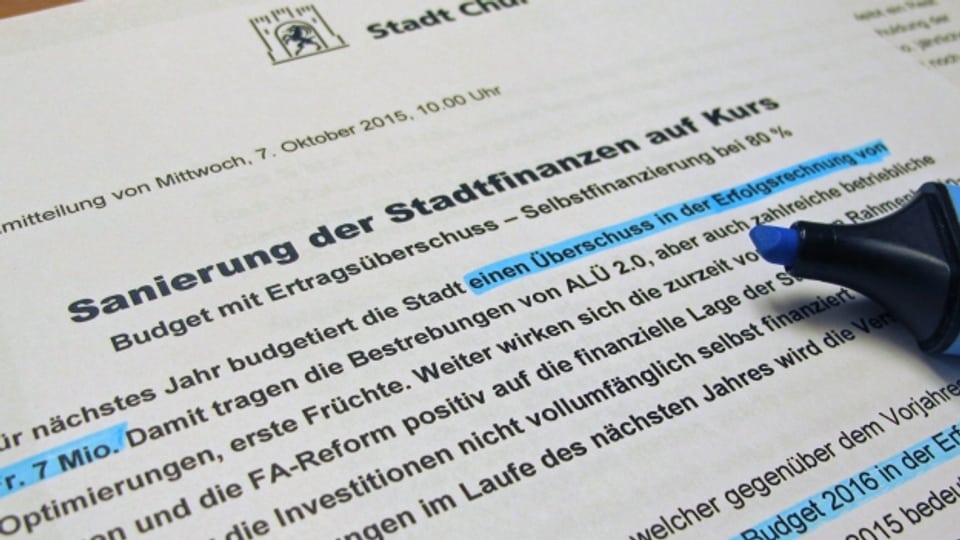 Höhere Steuereinnahmen und tiefere Abschreibungen: Chur budgetiert für 2016 ein Plus von sieben Millionen Franken.
