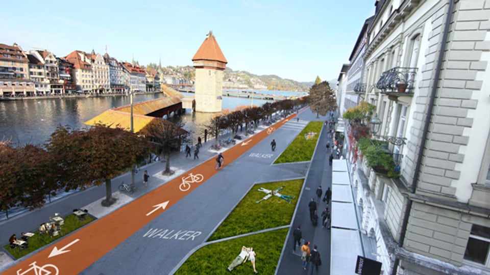So könnte die Luzerner Bahnhofstrasse der Zukunft aussehen.