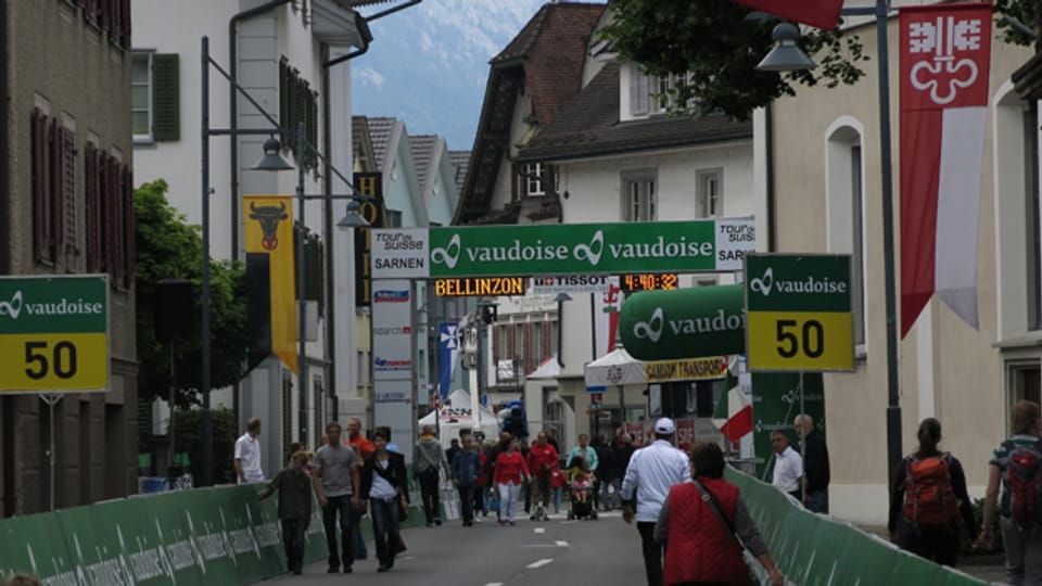 Das Ziel der Tour de Suisse war mitten im Dorfzentrum.