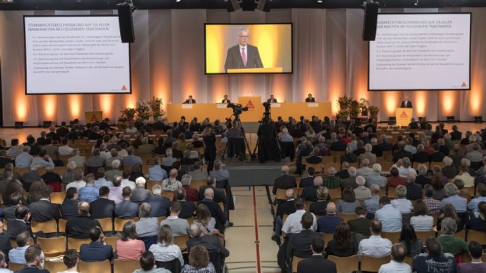 VR-Präsident Paul Hälg wendet sich an die Aktionärsversammlung
