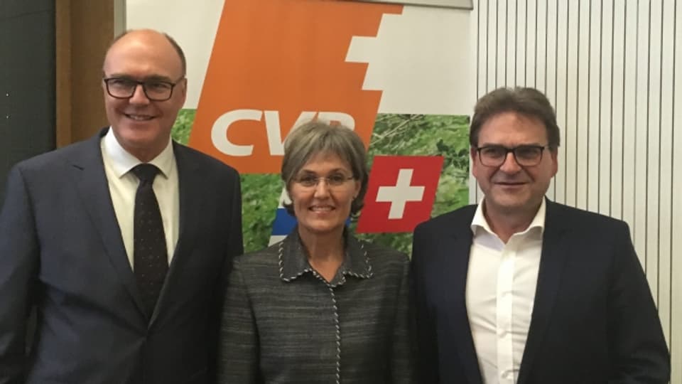 Martin Pfister (links), Silvia Thalmann und Beat Villiger wollen in die Zuger Regierung einziehen.