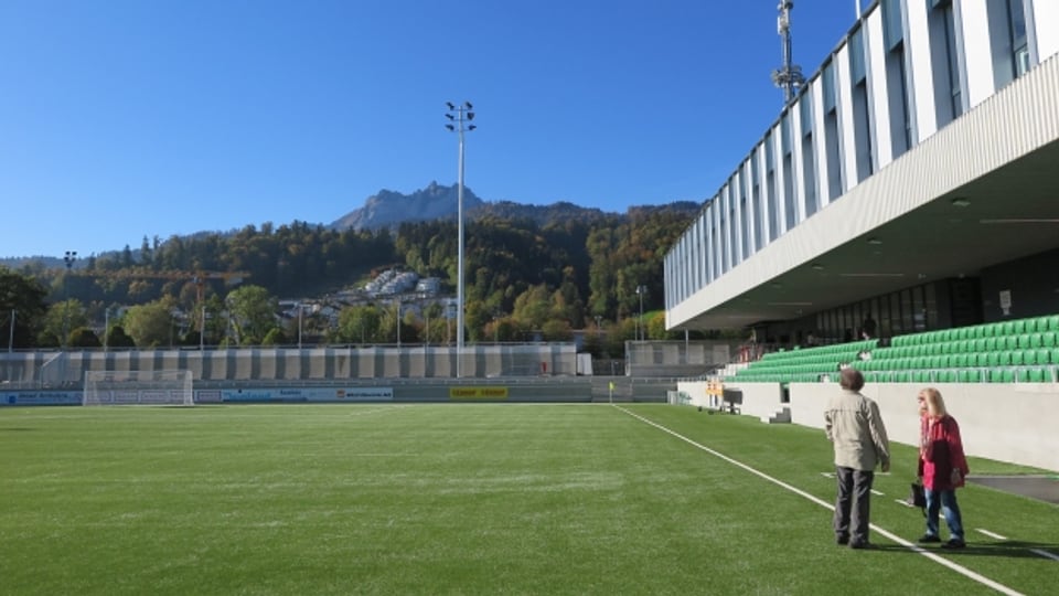 Stadion mit bester Sicht auf den Pilatus: Das Spielfeld im neuen Kleinfeld in Kriens.