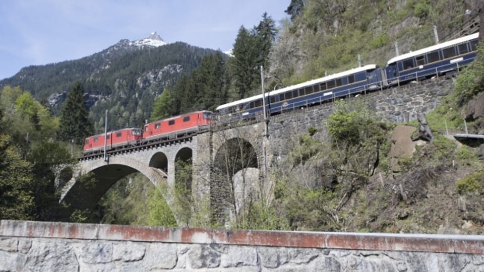 Die Bahn-Bergstecke am Gotthard.