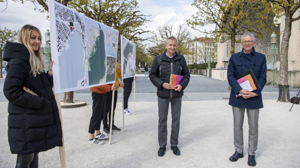 Der Kurplatz: Ein idealer Ort für ein neues Theater, finden Bruno Achermann (links) und Max Germann.