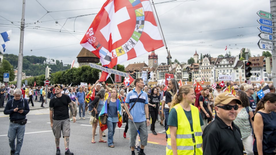 Wie hier im Juli 2021 demonstrierten in Luzern mehrfach Corona-Massnahmengegner.