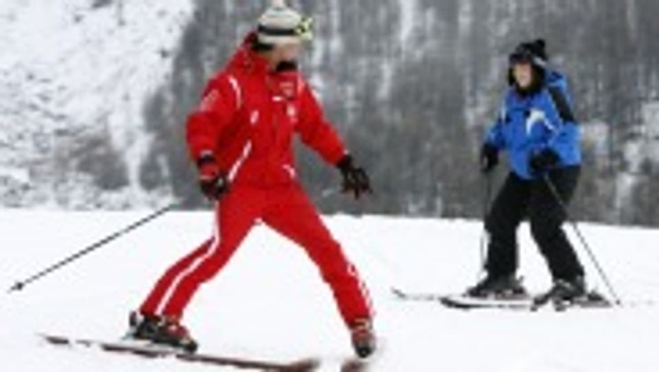 Offizieller Walliser Skilehrer bei der Arbeit