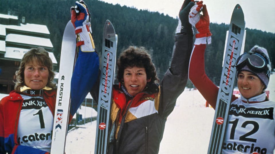 Skifahren konnte sie: Vreni Schneider, hier 1984 nach ihrem ersten Weltcupsieg. Aber wie gut stehen ihre Chancen auf eine Karriere als Schlagersängerin?