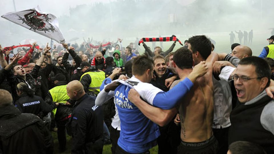 Mit dem Sieg gegen Chiasso am 25. Mai 2013 hat der FC Aarau seinen Aufstieg in die Super League besiegelt.