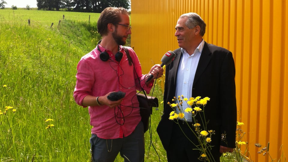 Tandem Suisse vor der Semeuse beim Interview mit Marc Bloch.