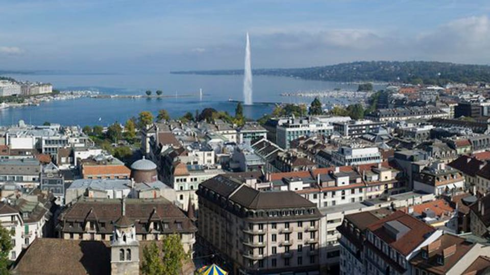 Der Blick auf die Stadt Genf.