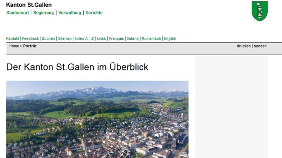 Die Website zeigt's: St.Gallen schreibt sich ohne Leerschlag.