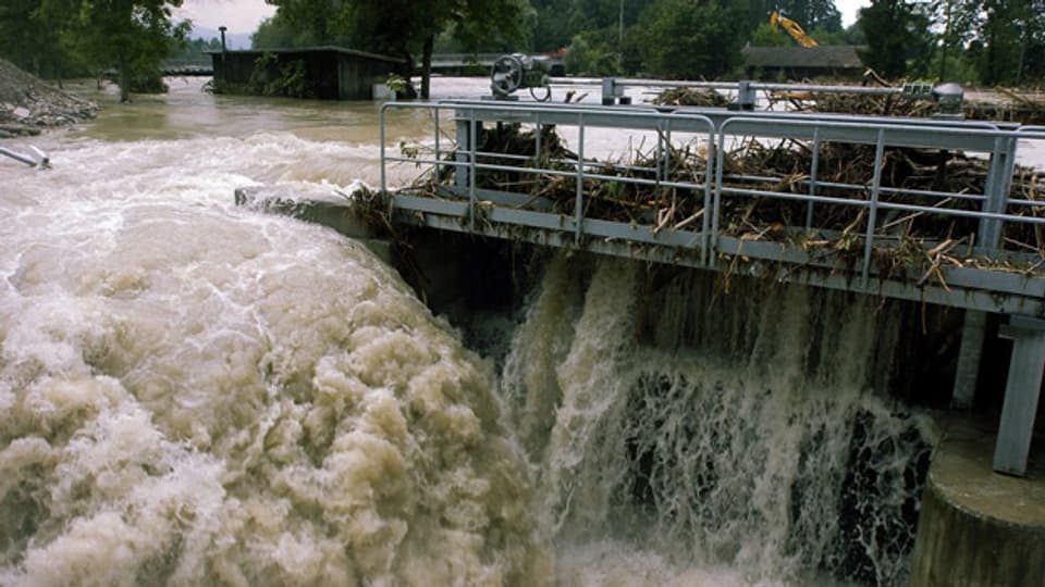 Die Reuss hat Hochwasser - Sommer 2005.
