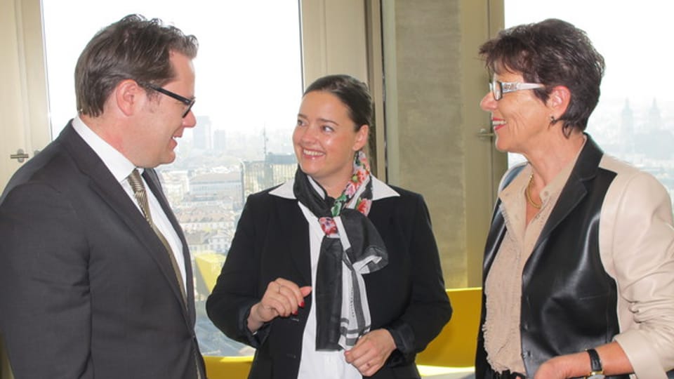 Die Regierungsräte Benedikt Würth (SG), Carmen Haag (TG) und Marianne Koller (AR) diskutieren über die Expo.