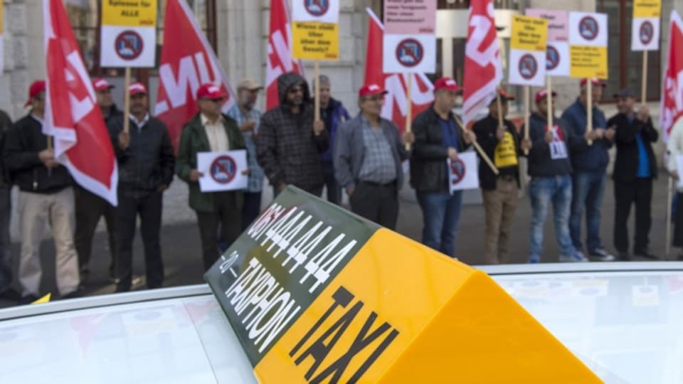 Taxi-Protest in Basel gegen Uber
