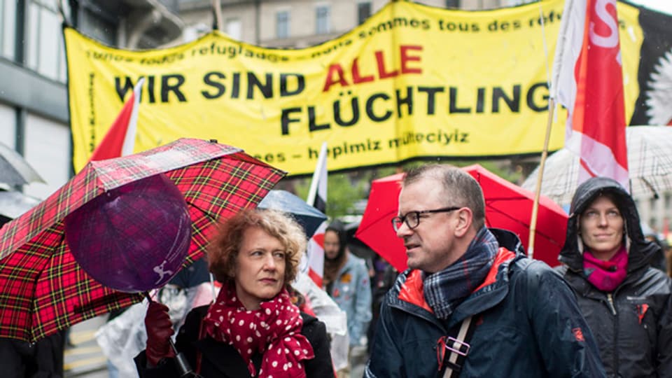 «Wir sind alle Flüchtlinge»: Zürichs Stadtpräsidentin Corinne Mauch an der diesjährigen 1.-Mai-Kundgebung.