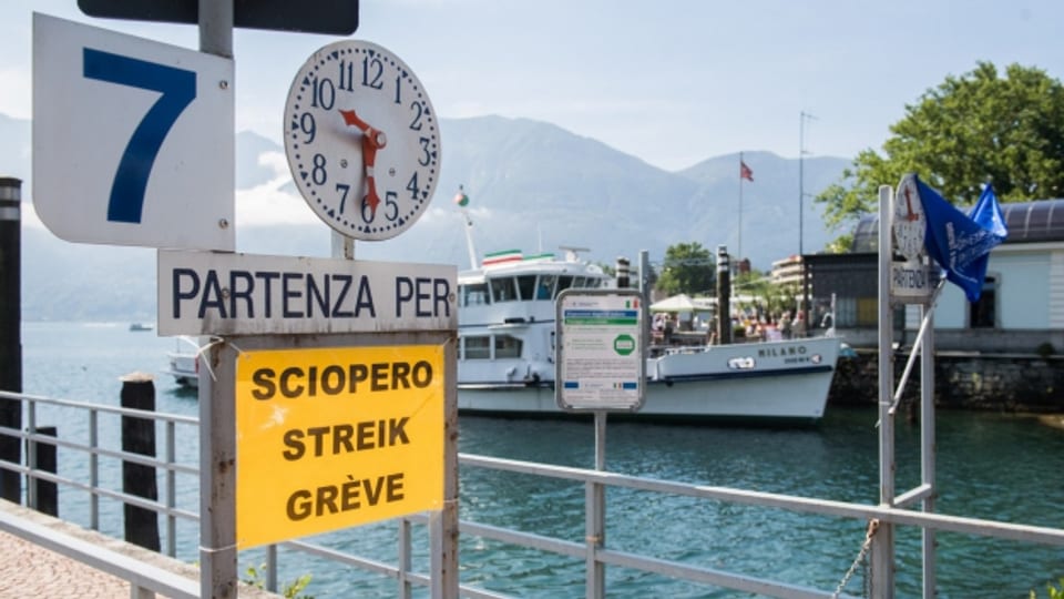 Keine Schiffe mehr auf dem Schweizer Teil des Lago Maggiore: Der Streik im Sommer 2017.