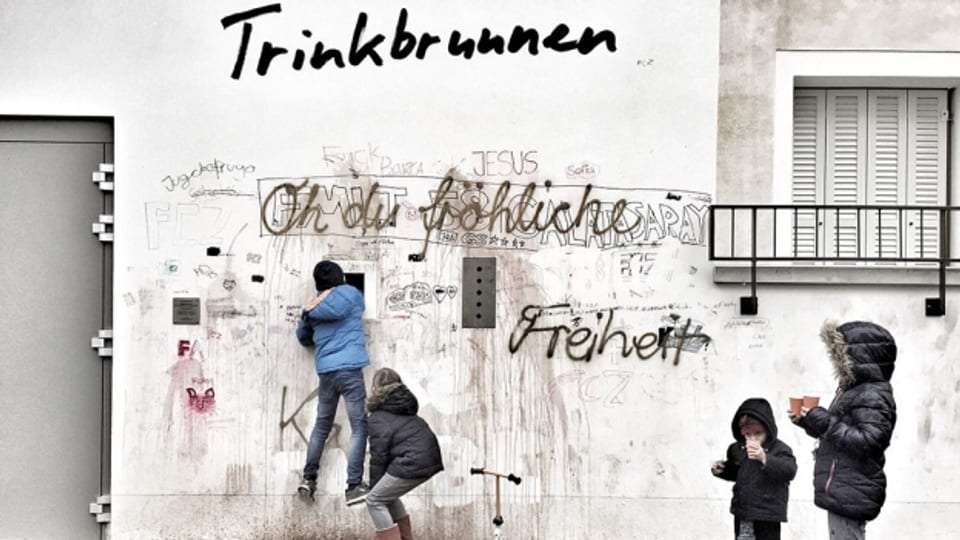 Vor allem Kinder hatten ihre Freude am Zürcher Schoggibrunnen