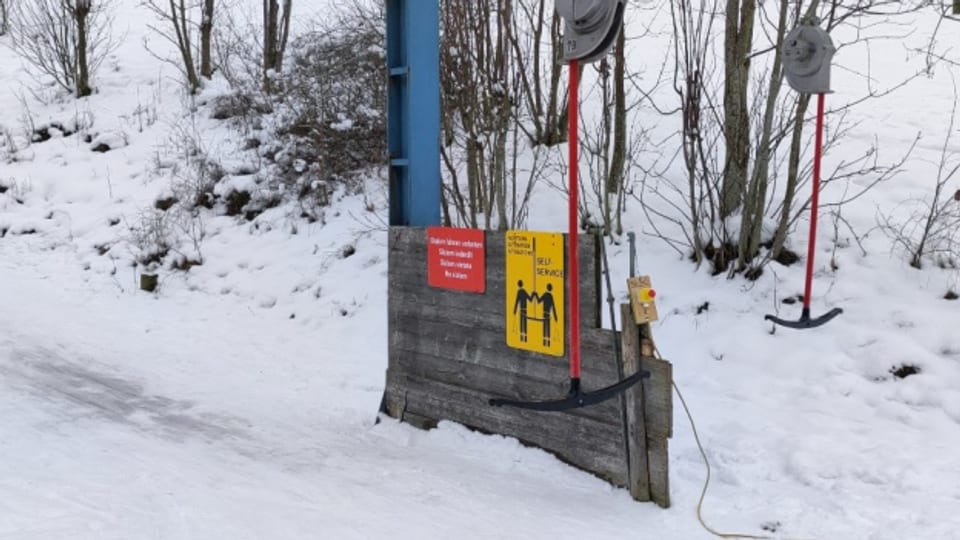 Spezielle Situation im Skigebiet Langenbruck.