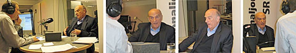 DRS-Redaktor Pius Kessler im Gespräch mit Bundespräsident Hans-Rudolf Merz