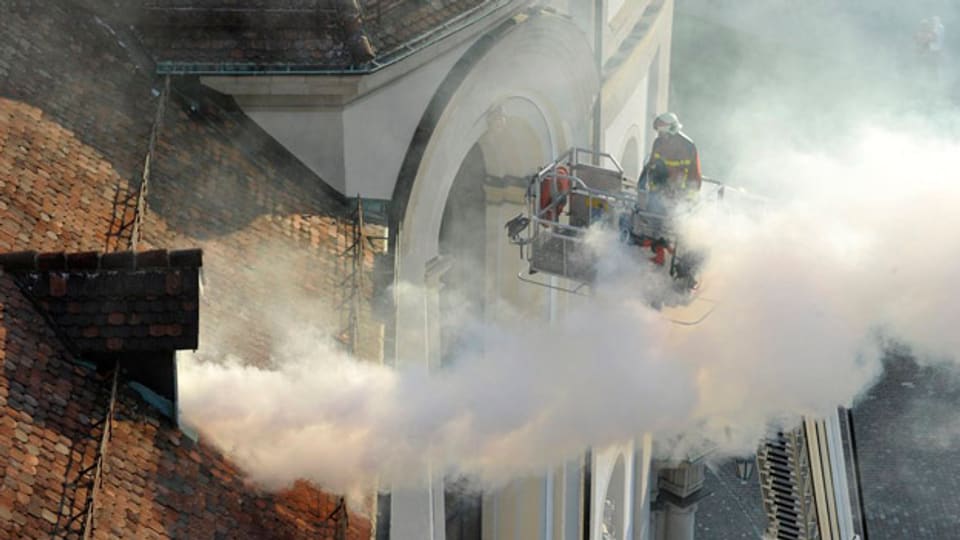 Die Feuerwehr übt einen Brandausbruch im St. Galler Dom.