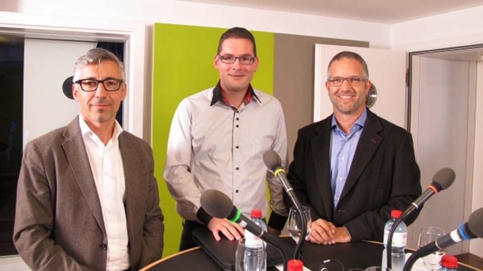 Nationalratswahl AR: Markus Bänziger, Jens Weber und David Zuberbühler diskutieren live im Radiostudio.