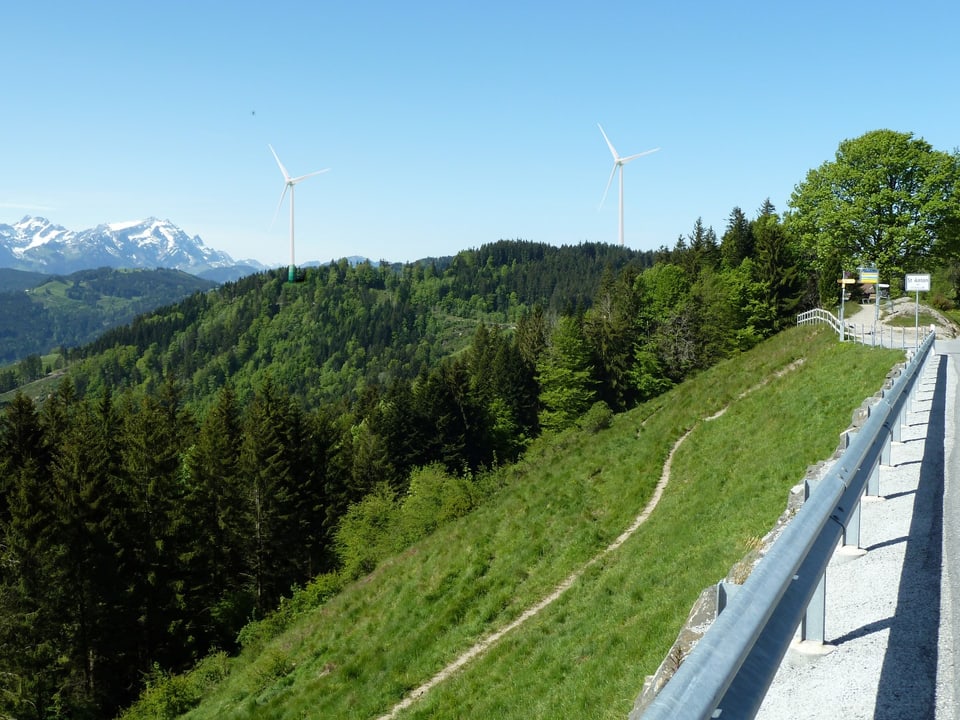 Eine Visualisierung des Windparkprojekts in Oberegg.