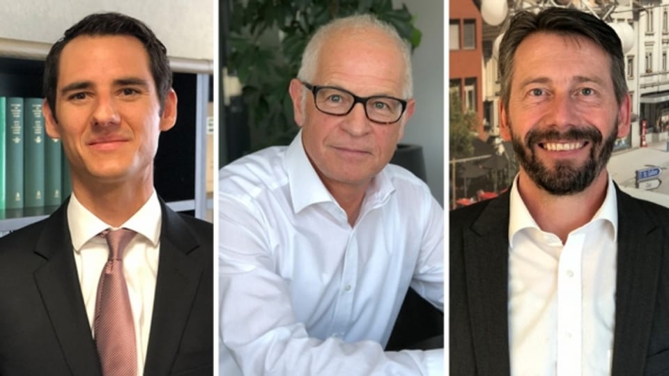 Die drei Kandidaten: Lorenz Huber, Roland Dähler und Bruno Huber.