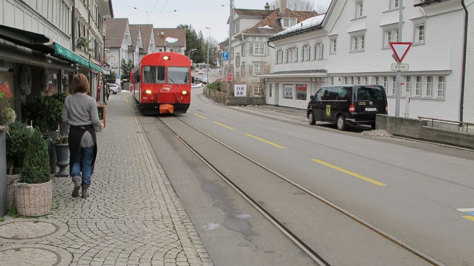 Über die Ortsdurchfahrt der Appenzeller Bahnen in Teufen wird seit Jahren diskutiert.