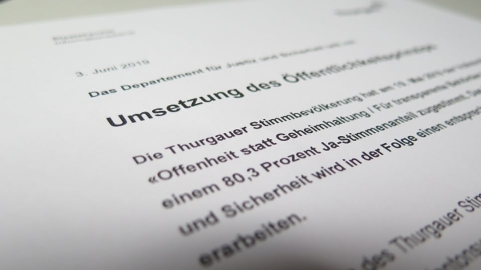 Öffentlichkeitsprinzip: Der Kanton Thurgau erarbeitet einen Gesetzesentwurf.