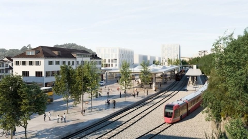 Die Fachhochschule soll beim Bahnhof Herisau gebaut werden.