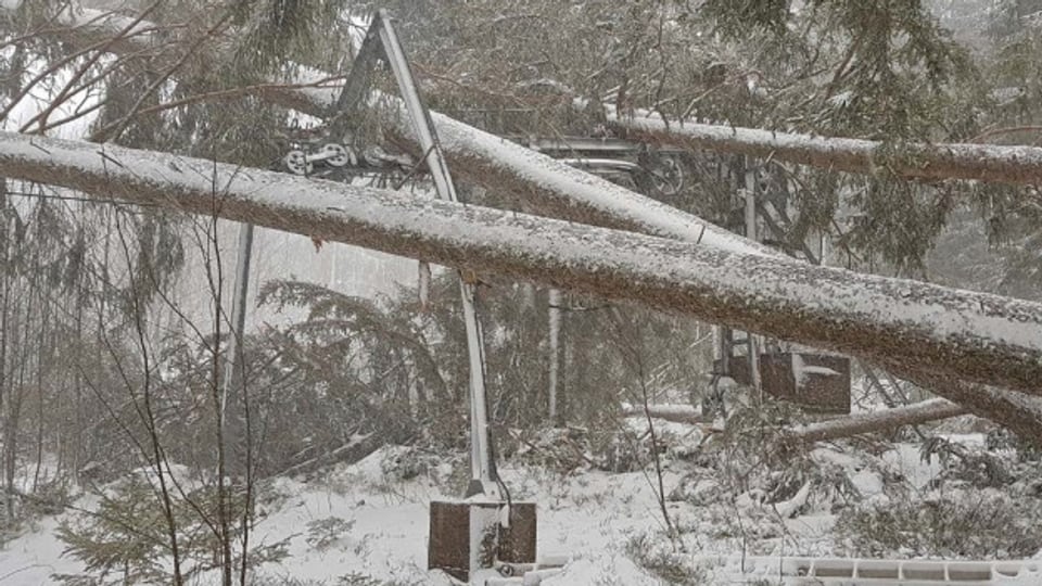 Das Sturmtief Sabnie beschädigt den Skilift Oberdorf des Skigebiets Wildhaus. Das sei bitter für die bis jetzt gute Saison.