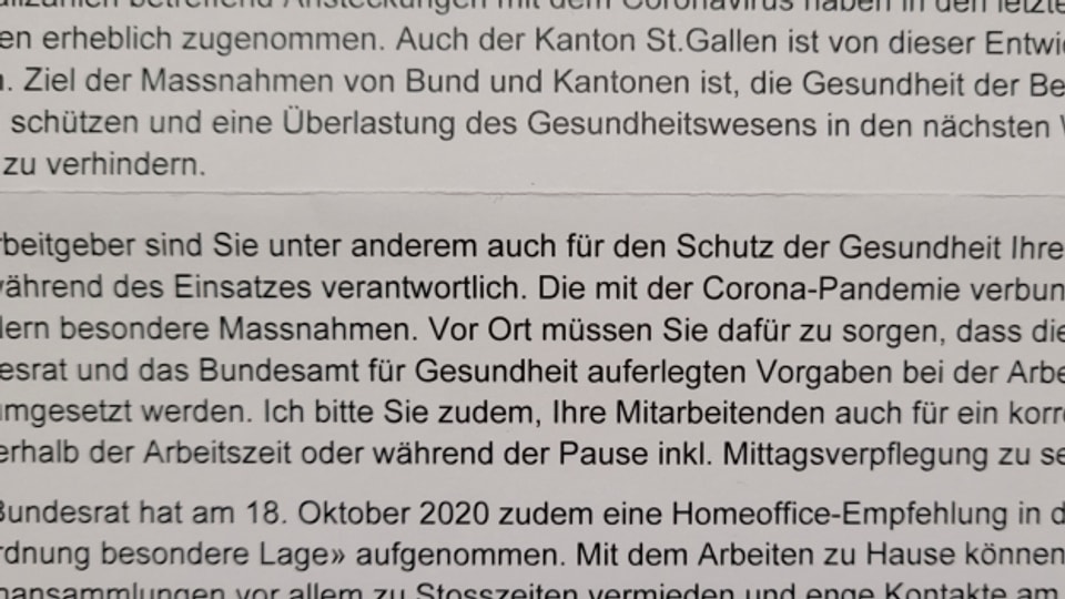 Das Volkswirtschaftsdepartement wendet sich an die Arbeitgeber.