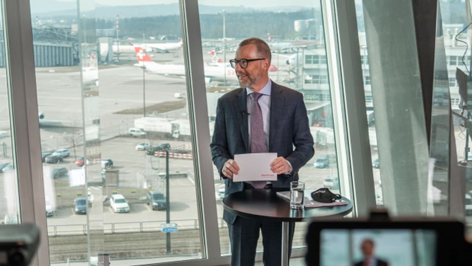 Im neuen «Circle» am Flughafen Zürich hat die Raiffeisenführung um CEO Heinz Huber das Jahresergebnis 2020 vorgestellt.