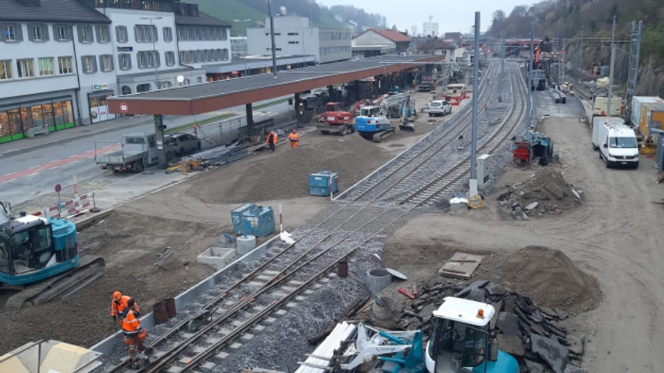 Herzstück der Bauarbeiten war der Bahnhof Herisau