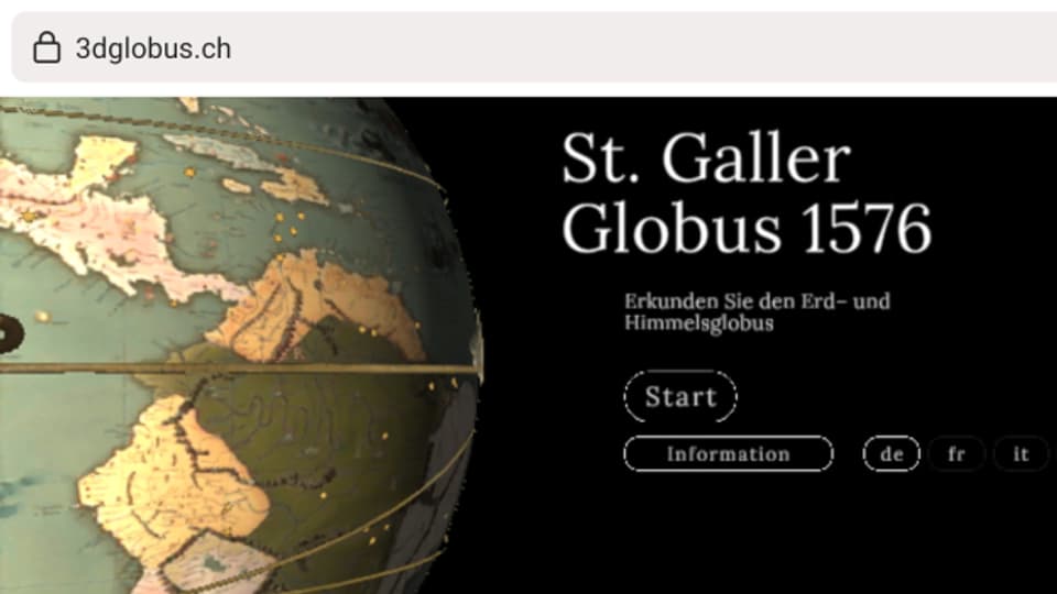 Ein Screenshot von 3dglobus.ch