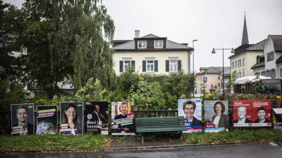 Wahlen am 22. Oktober: Wahlplakate in Bad Ragaz für den National- und Ständerat.