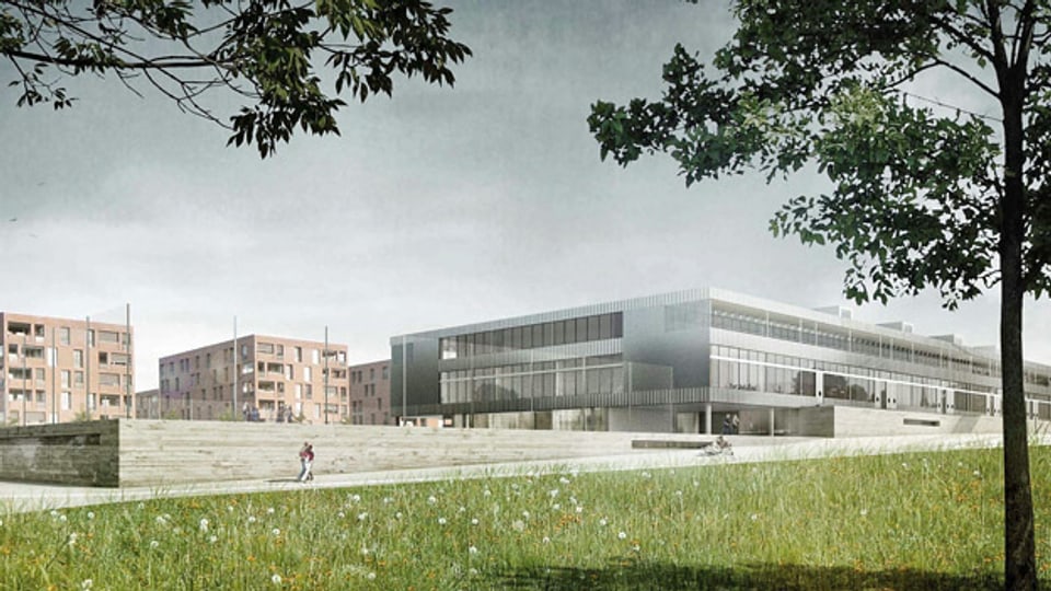 Modellbild des geplanten Blumenfeld-Schulhauses in Zürich-Affoltern