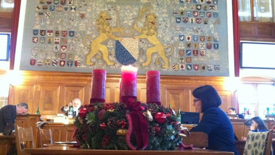 Der Adventskranz im Zürcher Ratsaal