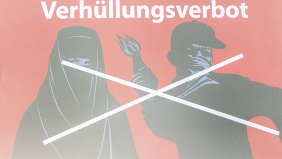 Plakat der Schweizerischen Volksinitiative für ein Verhüllungsverbot