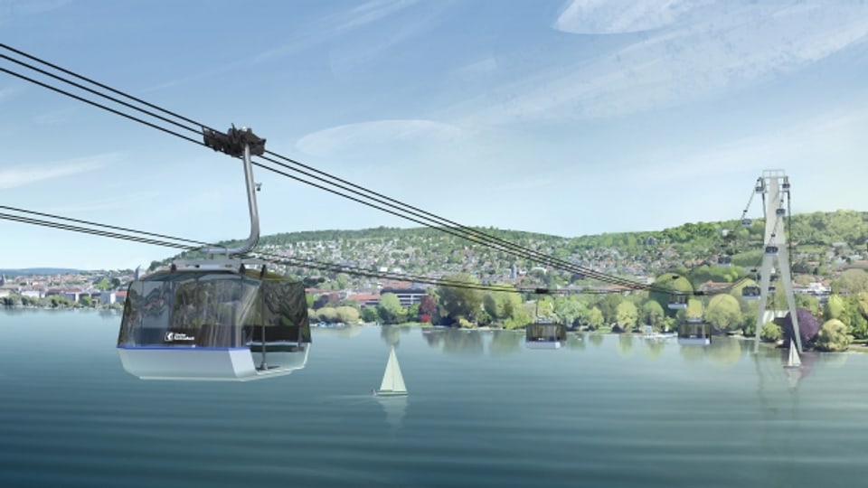So soll die neue Gondelbahn der ZKB über den Zürichsee aussehen.