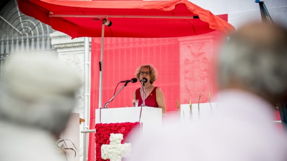 Die Zürcher Stadtpräsidentin Corine Mauch an der Bundesfeier auf dem Bürkliplatz