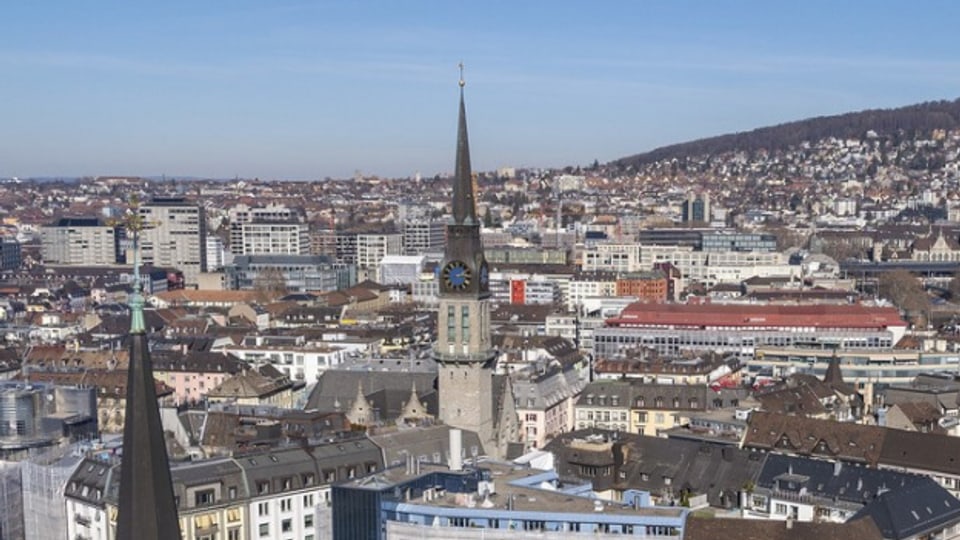 Die Zürcher Altstadt aus der Vogelperspektive