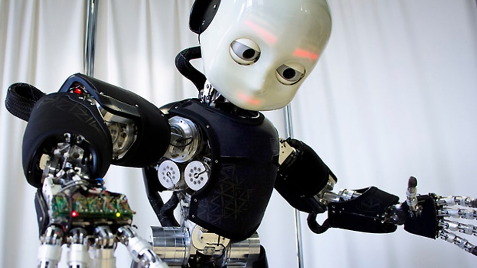  iCub heisst dieser kleine humanoide Roboter aus Italien.