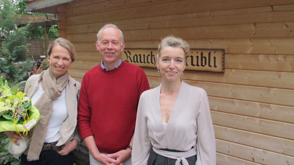 Matina Hämmerli, Samuel Jakob und Gastgeberin Anita Richner.