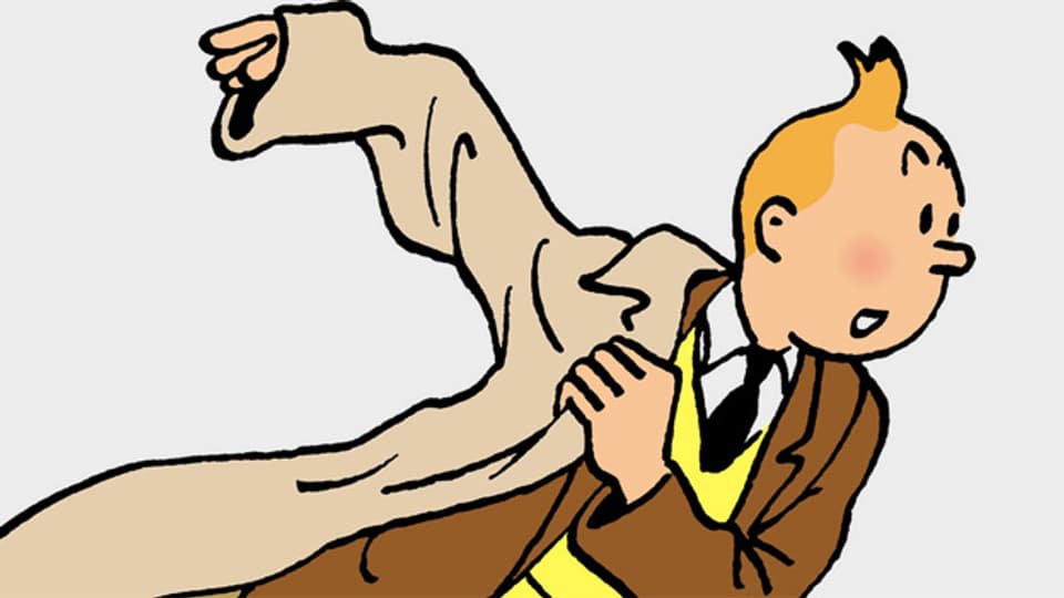 Tintin, wie immer in Eile, illustriert von Hergé.