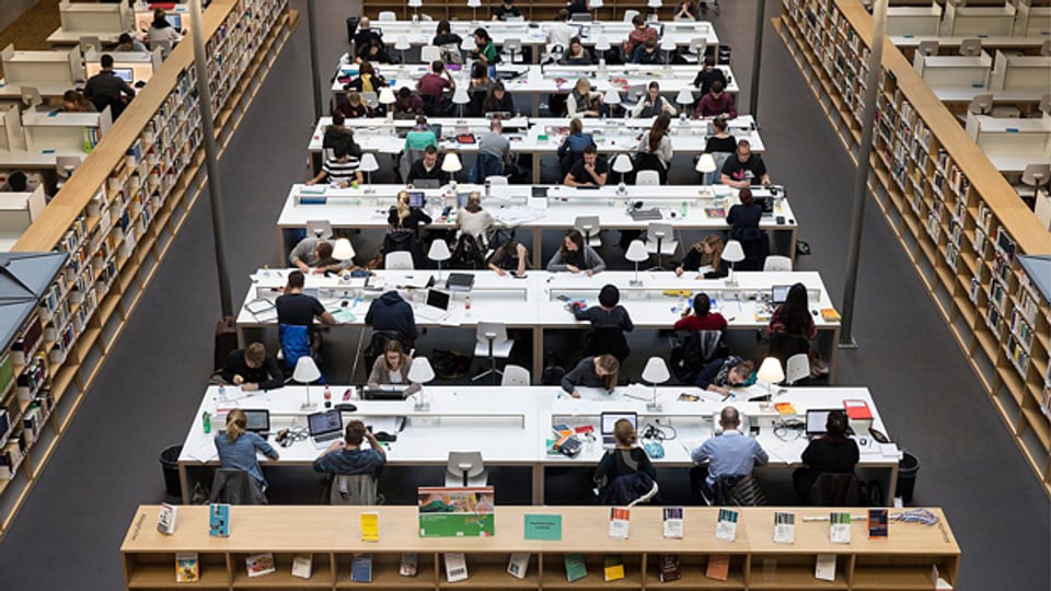 Volle Konzentration: Studenten in einer Bibliothek an der Universität Bern.