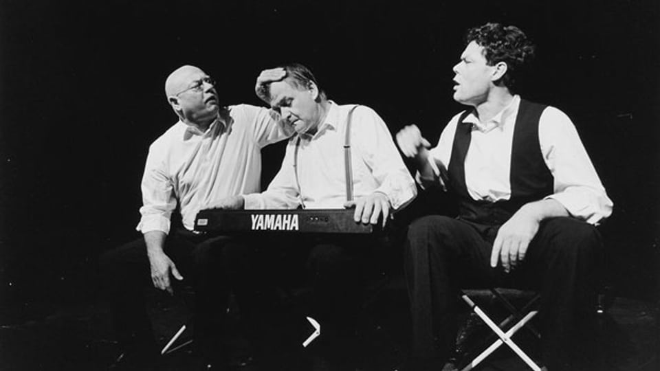 Norbert Schwientek, Daniel Fueter und Martin Schneider («Trio Pro Mille») während Aufnahmen zu «Trinken wir eins, dass die Zeit vergeht».