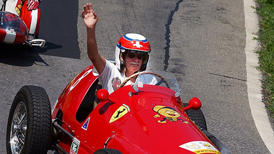 Jo Vonlanthen am Albisbergrennen in seinem Ferrari 500 Formel 2.