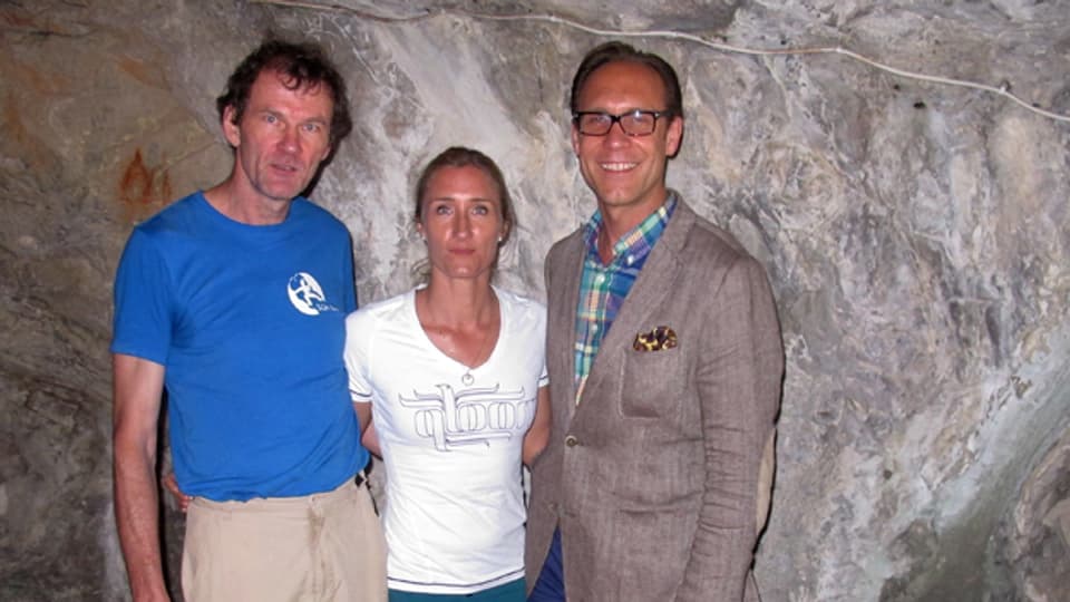 Bergsteiger Daniel Burkhalter und Ex-Snowboarderin Tanja Frieden mit «Persönlich»-Gastgeber Christian Zeugin.