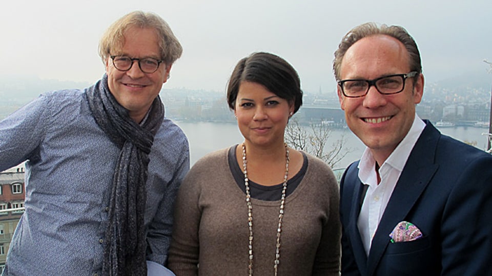 Ludwig Wicki und Sita Mazumder mit Christian Zeugin in Luzern.